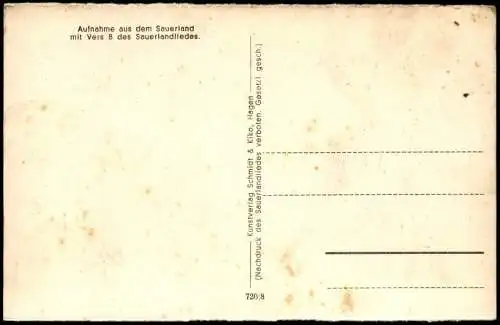 Ansichtskarte  Sauerlandlied Lied-Text, Stimmungsbild Winter-Landschaft 1940