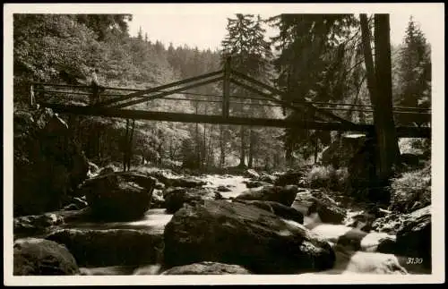 Ansichtskarte Hof (Saale) Frankenwald Höllental Teufelssteg 1940