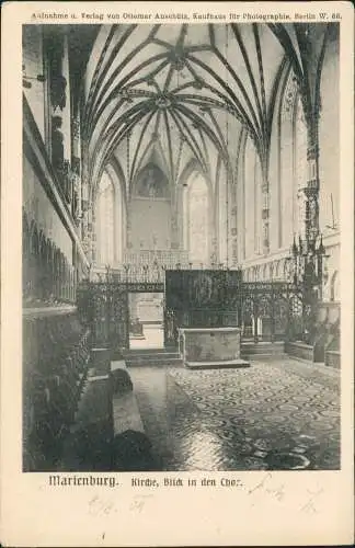 Postcard Marienburg Malbork Kirche, Blick in den Chor. 1904