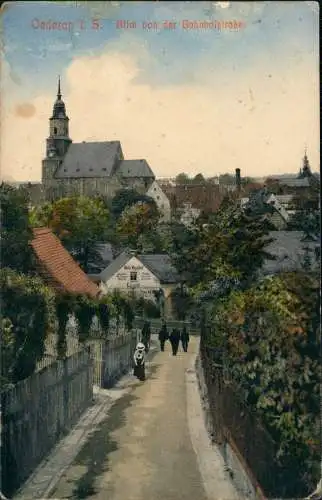 Ansichtskarte Oederan Blick von der Bahnhofstraße 2 1910