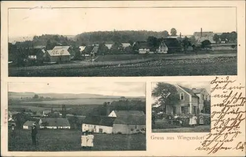 Ansichtskarte Wingendorf-Oederan 3 Bild: Gasthaus, Stadtansichten 1905