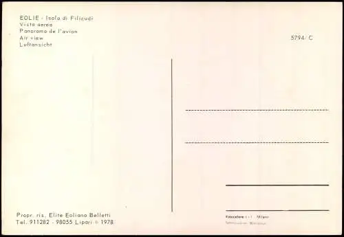 .Italien Italia EOLIE Isola di Filicudi Vista aerea Italien 1970