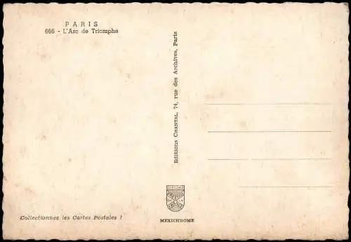 CPA Paris L'Arc de Triomphe, Triumphbogen 1960