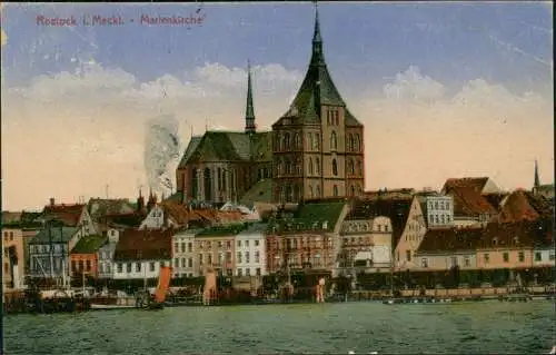 Ansichtskarte Rostock Marienkirche 1921