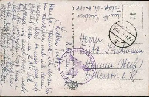 Hessisch Lichtenau Retteröderstraße 1942  gel. Feldpostblindstempel WK2