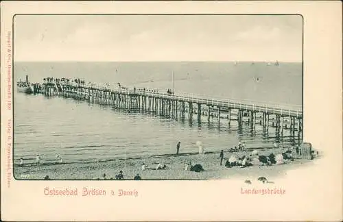 Postcard Brösen-Danzig Brzeźno Gdańsk Landungsbrücke 1906