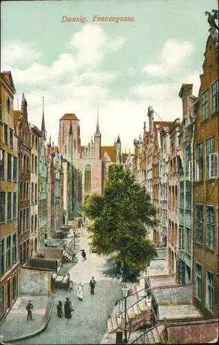 Postcard Danzig Gdańsk Frauengasse 1908  gel. Stempel