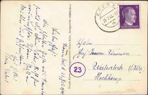Postcard Franzensbad Františkovy Lázně Kaffee Egerländer. 1944