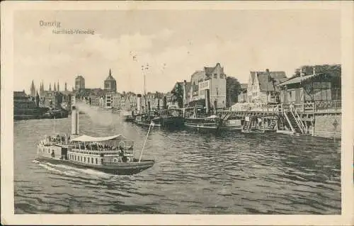 Postcard Danzig Gdańsk Nordisch-Venedig Dampfer 1915  Stempel Schellühl