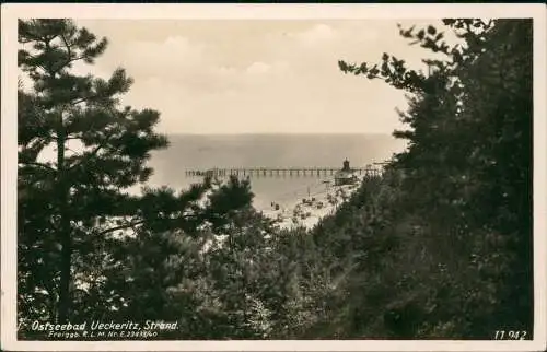 Ansichtskarte Ückeritz (Usedom) Usedom Blick auf die Seebrücke 1942