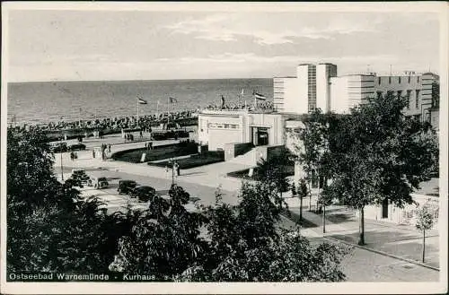 Ansichtskarte Warnemünde-Rostock Straßenpartie am Kurhaus 1933