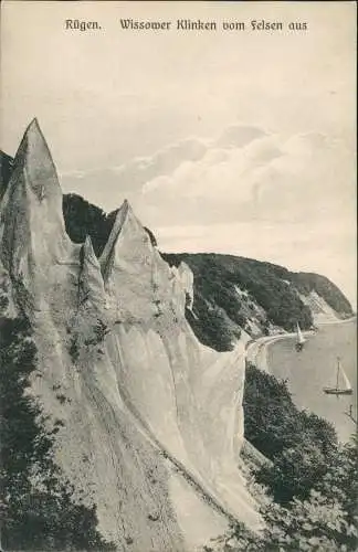 Ansichtskarte Stubbenkammer-Sassnitz Wissower Klinken - Segelboote 1911