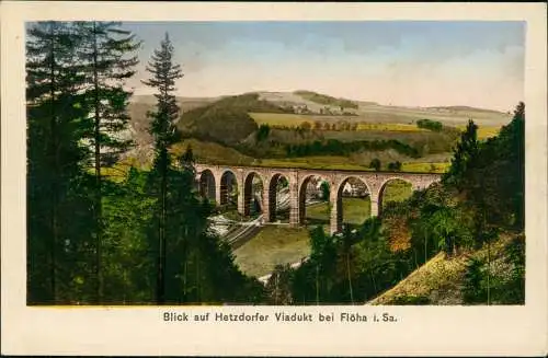 Hetzdorf-Flöha (Sachsen) Blick auf Hetzdorfer Viadukt - colorierte AK 1918