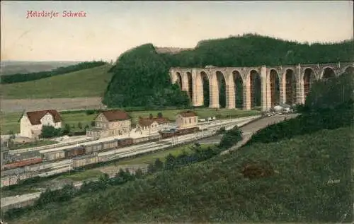 Ansichtskarte Hetzdorf-Flöha (Sachsen) Bahnhof 1909  gel. Bahnpoststempel