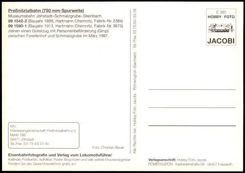 Dampflokomotive Preßnitztalbahn Museumsbahn Jöhstadt-Schmalzgrube-Steinbach 1997