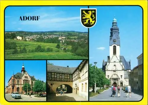 Adorf (Vogtland) Übersicht, Michaeliskirche, Rathaus, Freiberger Tor 1993