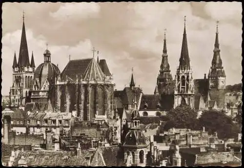Ansichtskarte Aachen Aachener Dom und Rathaus, Stadt-Panorama 1957
