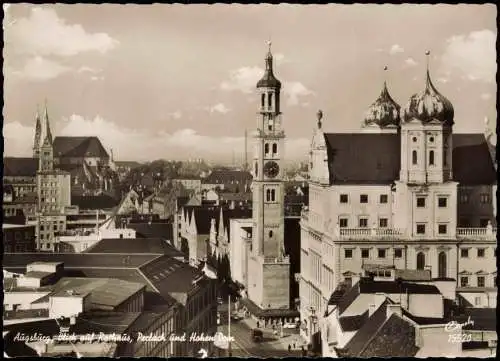 Ansichtskarte Augsburg Stadt-Panorama Blick auf Rathaus und Perlach 1963