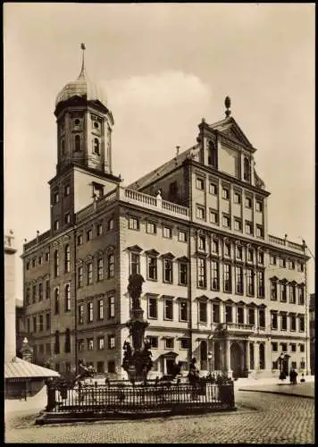 Ansichtskarte Augsburg Straßen Ansicht Rathaus 1955