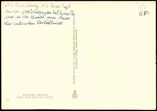 Ansichtskarte Augsburg Straßen Ansicht Rathaus 1955