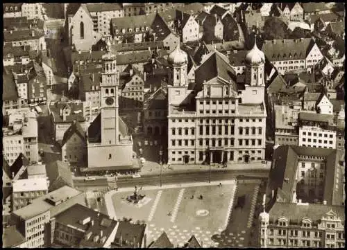 Augsburg Luftbild Rathaus Perlach vom Flugzeug aus, Luftaufnahme 1960