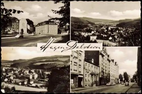 Ansichtskarte Delstern-Hagen (Westfalen) 4 Bild: Straßen,Stadt, Panorama 1968