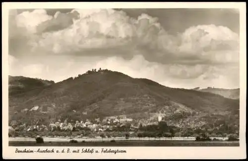 Auerbach (Bergstraße)-Bensheim Panorama-Ansicht mit Schloß u. Felsbergturm 1962