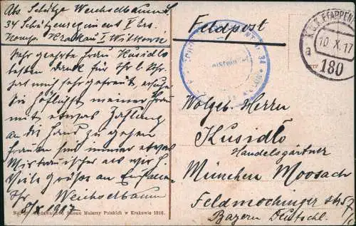 Postcard Krakau Kraków Totalansicht 1916