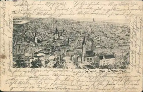 Ansichtskarte Chemnitz Panorama-Ansicht 1903