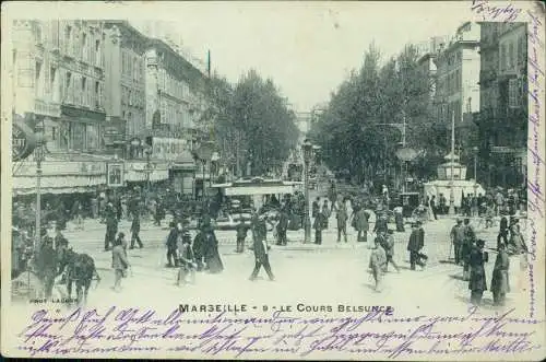 CPA Marseille Le cours belsunce 1901