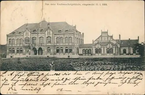 Ansichtskarte Tönning (Amt Eiderstedt) Das neue Knabenschulgebäude 1904