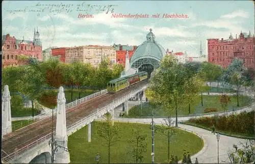 Ansichtskarte Schöneberg-Berlin Bahnhof Nollendorfplatz, Hochbahn 1910