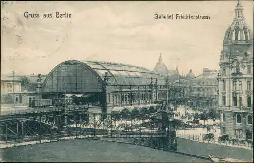 Ansichtskarte Mitte-Berlin Bahnhof Friedrichstraße, Seitenansicht 1907