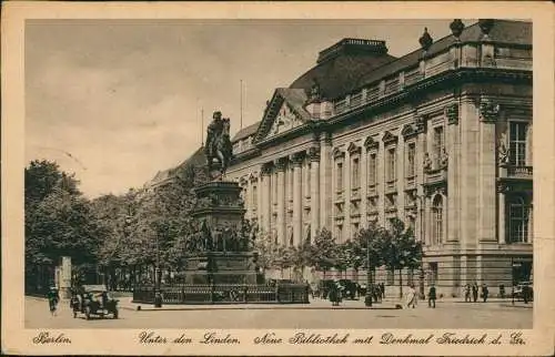 Ansichtskarte Mitte-Berlin Unter den Linden, Neue Bibliothek 1920