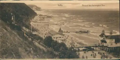 Sammelkarte Sellin Strand bei bewegter See 1915