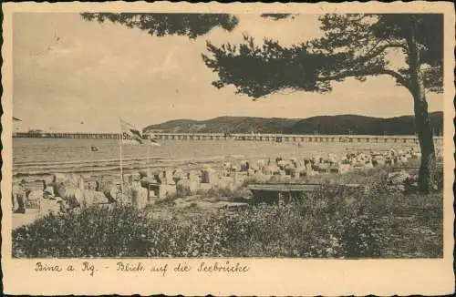 Ansichtskarte Binz (Rügen) Blick auf die Seebrücke 1934