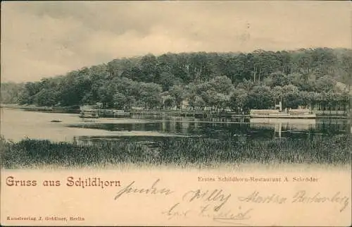 Ansichtskarte Grunewald-Berlin Erstes Schildhorn-Restaurant A. Schröder 1902