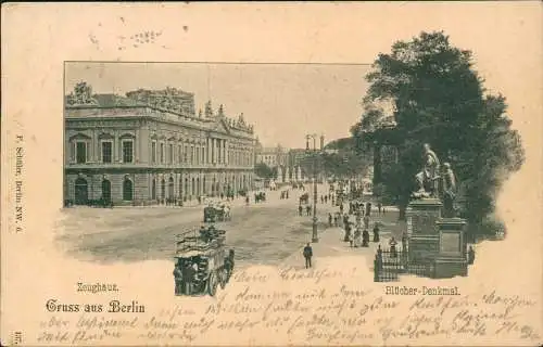Ansichtskarte Berlin Zeughaus und Blücher-Denkmal 1900