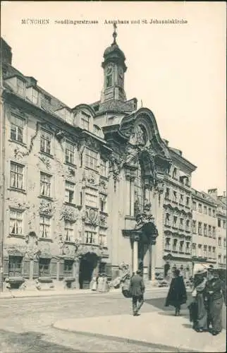 München Sendlingerstraße, Asamhaus und St. Johanniskirche 1911