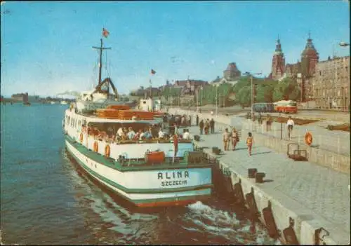 Stettin Szczecin Ortsansicht mit Fahrgastschiff Schiff ALINA 1972