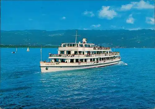 Ansichtskarte  Bodensee Dampfer,  Schiff KARLSRUHE 1980   mit Bordpoststempel