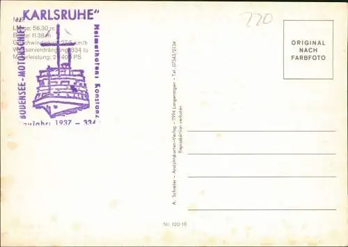 Ansichtskarte  Bodensee Dampfer,  Schiff KARLSRUHE 1980   mit Bordpoststempel