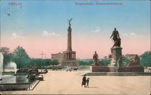 Ansichtskarte Mitte-Berlin Siegessäule, Bismarck-Denkmal 1913