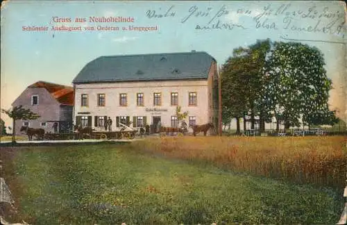 Ansichtskarte Oederan Gasthaus Gruss aus Neuhohelinde 1910