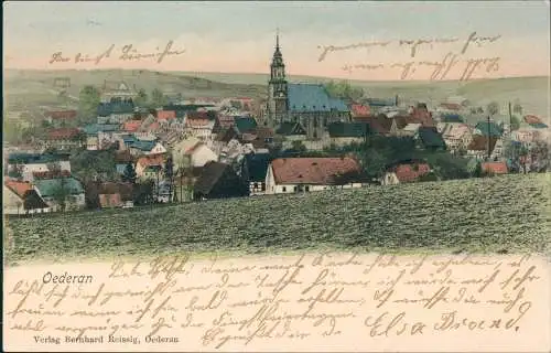 Ansichtskarte Oederan Partie an der Stadt - colorierte AK 1907