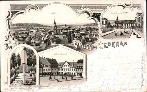 Ansichtskarte Litho AK Oederan Alter Markt Gahlenzerstrasse Gruss aus... 1903