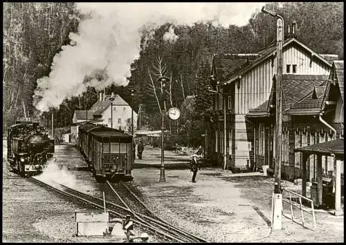 Oybin Schmalspurbahn Zittau-Oybin Bahnhof Oybin mit Dampflokomotive 1985