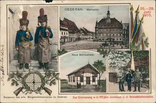 Ansichtskarte Oederan Sappeure des priv. Bürgerschützencorps 175 Jahre 1910