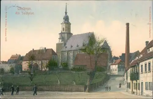 Ansichtskarte Oederan Am Teichplan, Handcolorierte Künstlerkarte 1909