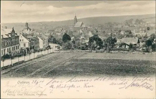 Ansichtskarte Oederan Straße in die Stadt 1904